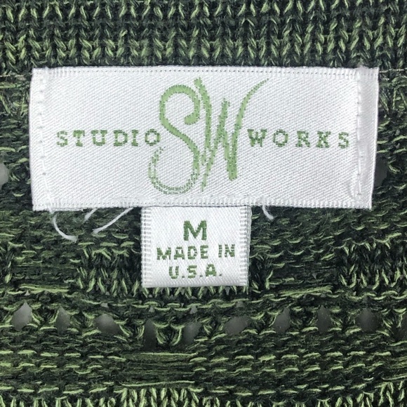 Studio works women’s green knit cardigan medium - Picture 6 of 9
